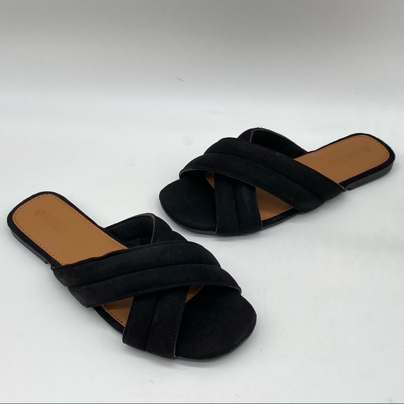 OLIVIA MILLER 
Jericho Slip on square toe faux leather Sandals in Black - Picture 7 of 9